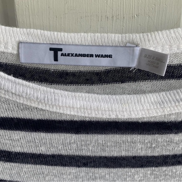 T BY ALEXANDER WANG Striped Rayon Linen Tee - Picture 3 of 7